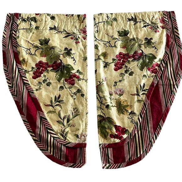 Custom Window Treatments 8 Pc Valances Curtains Gold Red Green Grapes Stripe - Picture 4 of 8